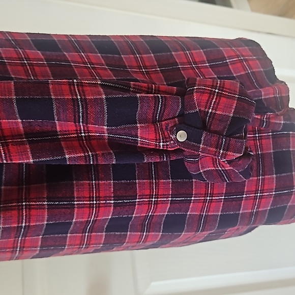 RUSTIC OUTFITERS Women Red Plaid Flanner Western Snap closure Cotton Shirt SizeL - Picture 10 of 14